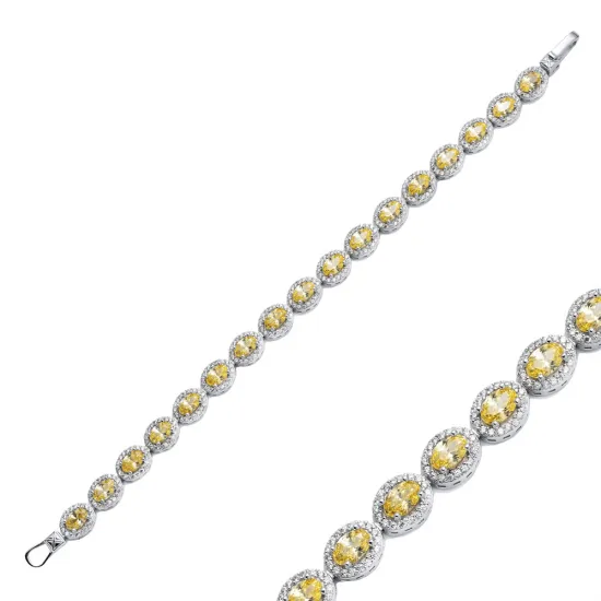 Citrine CZ Oval Tennis 925 Sterling Silver Bracelet Citrine CZ Oval Tennis 925 Sterling Silver Bracelet
