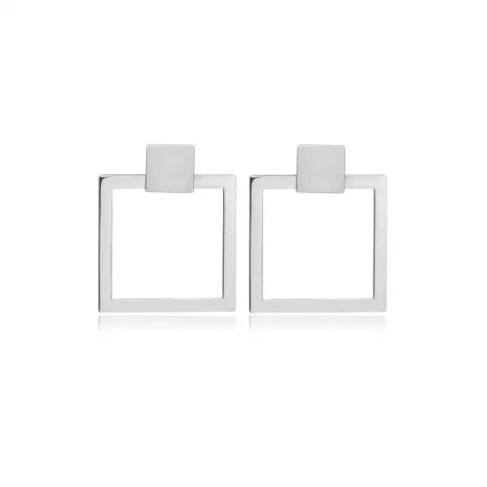 Geometric Square Silver Stud Earrings Geometric Square Silver Stud Earrings