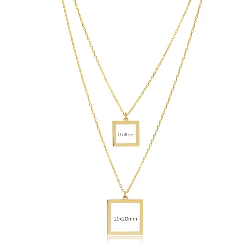 Square Hollow Layered Plain Sterling Silver Necklace Square Hollow Layered Plain Sterling Silver Necklace