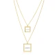 Square Hollow Layered Plain Sterling Silver Necklace | 925 Sterling Silver Wholesale | Sade Silver Square Hollow Layered Plain Sterling Silver Necklace - Sade 925 Silver Jewelry