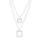 Square Hollow Layered Plain Sterling Silver Necklace | 925 Sterling Silver Wholesale | Sade Silver Square Hollow Layered Plain Sterling Silver Necklace - Sade 925 Silver Jewelry