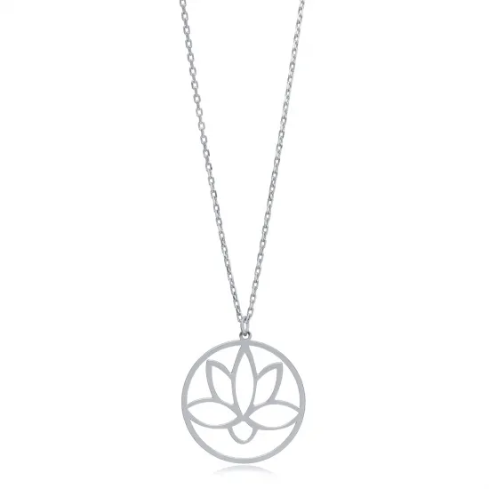 Flower Lotus Plain Neckace 925 Sterling Silver Pendant Flower Lotus Plain Neckace 925 Sterling Silver Pendant