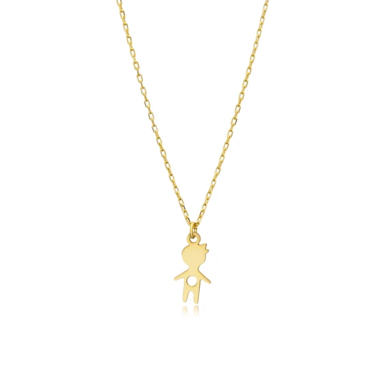 Tiny Cute Boy Plain 925 Sterling Silver Necklace