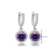 Amethyst CZ Stone Round Design Silver Dangle Earrings Amethyst CZ Stone Round Design Silver Dangle Earrings
