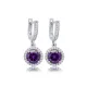 Amethyst CZ Stone Round Design Silver Dangle Earrings Amethyst CZ Stone Round Design Silver Dangle Earrings