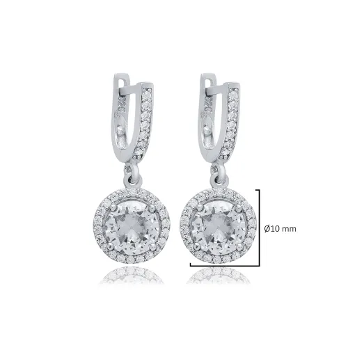 CZ Round Dangle 925 Sterling Silver Earrings CZ Round Dangle 925 Sterling Silver Earrings