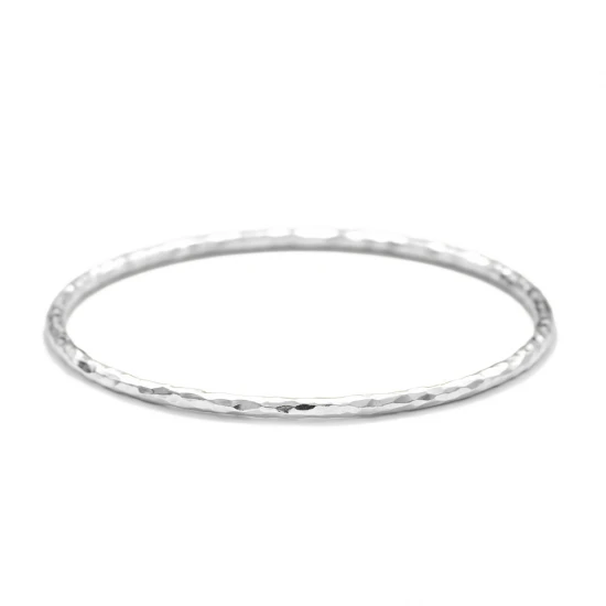 Slim Hammered 75mm 925 Sterling Silver Bangle
