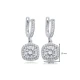 White CZ Square Dangle 925 Sterling Silver Earrings - Sade 925 Silver Jewelry