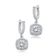 White CZ Square Dangle 925 Sterling Silver Earrings - Sade 925 Silver Jewelry