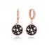 Round Black Enamel Dangle 925 Sterling Silver Earrings