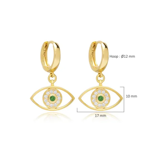 Emerald CZ Evil Eye Dangle 925 Sterling Silver Earrings Emerald CZ Evil Eye Dangle 925 Sterling Silver Earrings