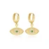 Emerald CZ Evil Eye Shape Dangle 925 Silver Earrings