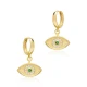 Emerald CZ Evil Eye Shape Dangle 925 Silver Earrings | 925 Sterling Silver Wholesale | Sade Silver Emerald CZ Evil Eye Shape Dangle 925 Silver Earrings - Sade 925 Silver Jewelry