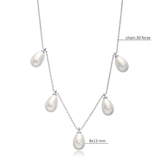 Dainty Pearl Shaker 925 Sterling Silver Necklace | 925 Sterling Silver Wholesale | Sade Silver Dainty Pearl Shaker 925 Sterling Silver Necklace - Sade 925 Silver Jewelry