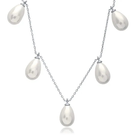 Dainty Pearl Shaker 925 Sterling Silver Necklace | 925 Sterling Silver Wholesale | Sade Silver Dainty Pearl Shaker 925 Sterling Silver Necklace - Sade 925 Silver Jewelry