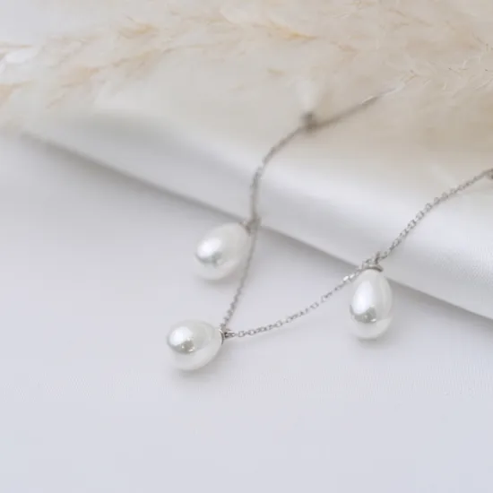 Dainty Pearl Shaker 925 Sterling Silver Necklace | 925 Sterling Silver Wholesale | Sade Silver Dainty Pearl Shaker 925 Sterling Silver Necklace - Sade 925 Silver Jewelry