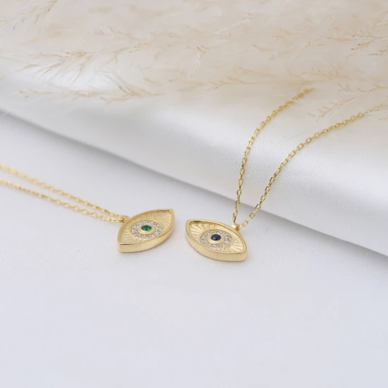 Evil Eye Emerald CZ 925 Sterling Silver Necklace Evil Eye Emerald CZ 925 Sterling Silver Necklace