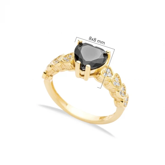 Black CZ Heart Shape Cluster 925 Sterling Silver Ring Black CZ Heart Shape Cluster 925 Sterling Silver Ring