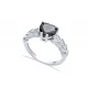 Black CZ Heart Shape Cluster 925 Sterling Silver Ring Black CZ Heart Shape Cluster 925 Sterling Silver Ring