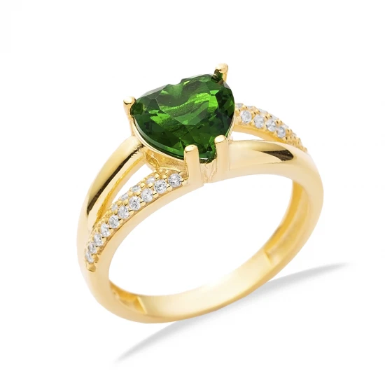 Emerald CZ Heart Cluster 925 Sterling Silver Ring Emerald CZ Heart Cluster 925 Sterling Silver Ring