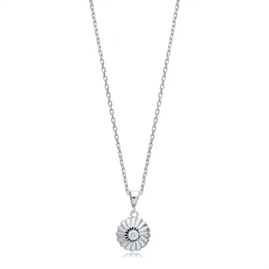 Flower CZ Pendant in 925 Sterling Silver