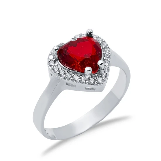 Garnet CZ Heart Cluster Sterling Silver Ring Garnet CZ Heart Cluster Sterling Silver Ring