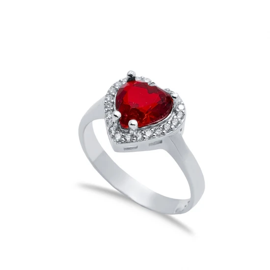 Garnet CZ Heart Cluster Sterling Silver Ring Garnet CZ Heart Cluster Sterling Silver Ring