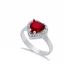 Garnet CZ Heart Cluster Sterling Silver Ring