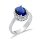 Sapphire CZ Oval Cluster 925 Sterling Silver Ring Sapphire CZ Oval Cluster 925 Sterling Silver Ring