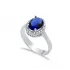 Sapphire CZ Oval Cluster 925 Sterling Silver Ring