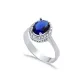 Sapphire CZ Oval Cluster 925 Sterling Silver Ring Sapphire CZ Oval Cluster 925 Sterling Silver Ring