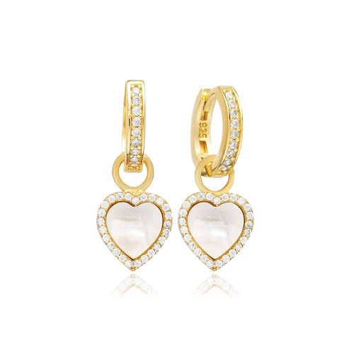 hilde-8 X 8mm Heart Mother Of Pearl Dangle Silver Earrings