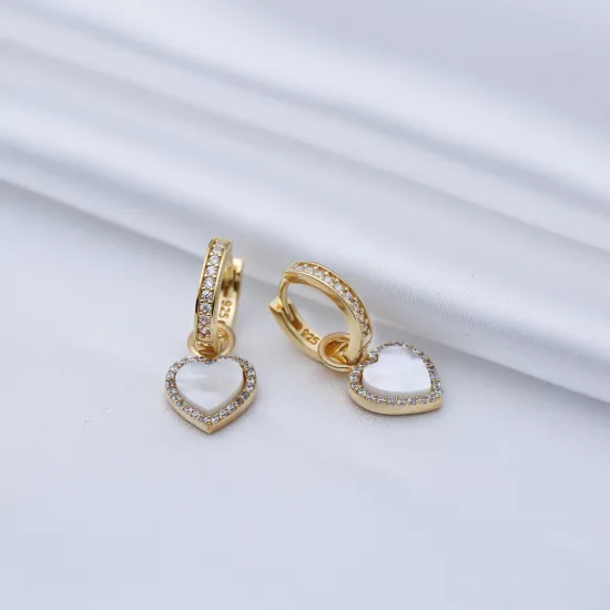8 X 8mm Heart Mother Of Pearl Dangle Silver Earrings 8 X 8mm Heart Mother Of Pearl Dangle Silver Earrings