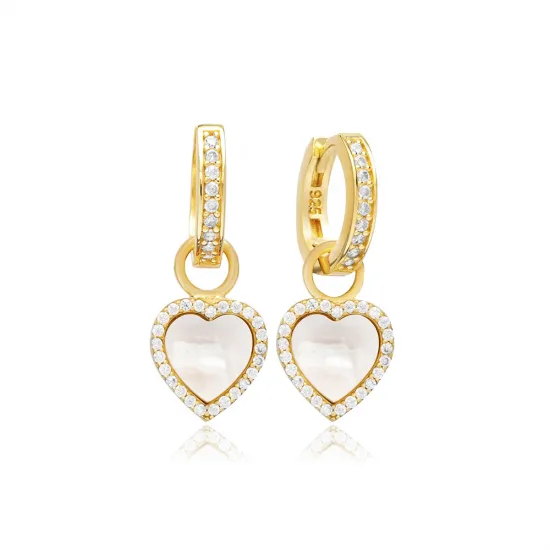 8 X 8mm Heart Mother Of Pearl Dangle Silver Earrings 8 X 8mm Heart Mother Of Pearl Dangle Silver Earrings