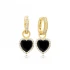 hilde-8 X 8mm Heart Black Dangle 925 Sterling Silver Earrings