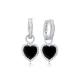 8 X 8mm Heart Black Dangle 925 Sterling Silver Earrings 8 X 8mm Heart Black Dangle 925 Sterling Silver Earrings