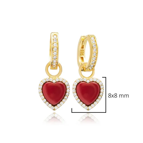8x8 mm Red Stone Wholesale Silver Dangle Earrings