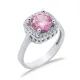 Square Design Pink CZ Stones Cluster Women Silver Ring Square Design Pink CZ Stones Cluster Women Silver Ring