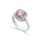 Square Design Pink CZ Stones Cluster Women Silver Ring Square Design Pink CZ Stones Cluster Women Silver Ring