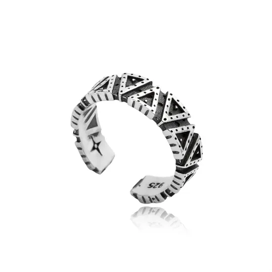 Pyramid Symbol Men Collection 925 Sterling Silver Ring