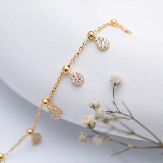 Drop Clear CZ Shaker 925 Sterling Silver Bracelet