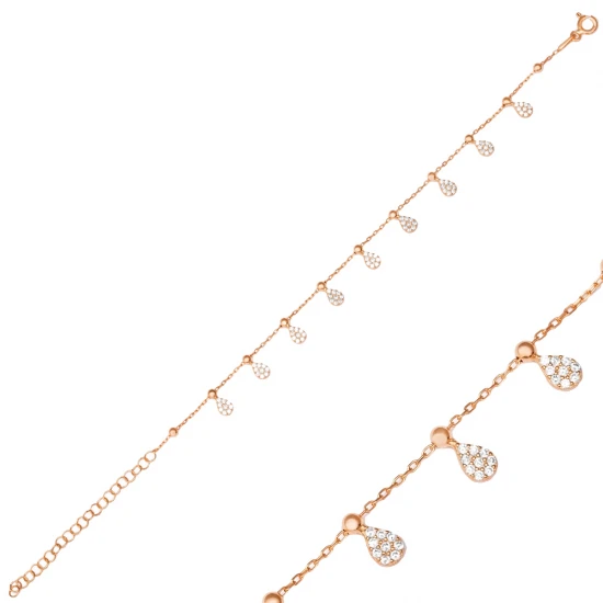Drop Clear CZ Shaker 925 Sterling Silver Bracelet