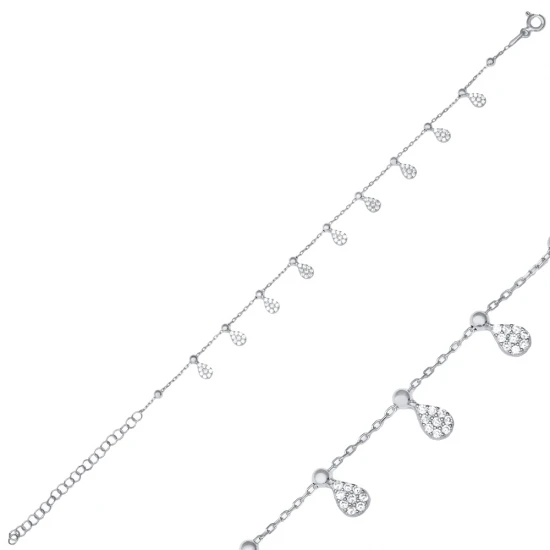 Drop Clear CZ Shaker 925 Sterling Silver Bracelet