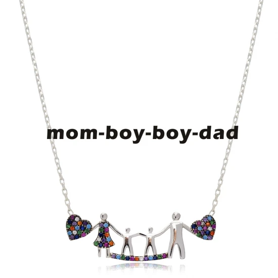 Mother Father And 2 Boys 925 Sterling Silver Pendant Mother Father And 2 Boys 925 Sterling Silver Pendant