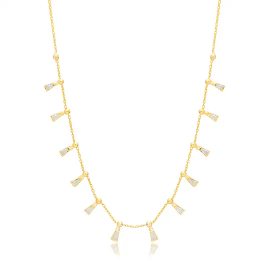 Shiny Baguette Stone Shaker Necklace For Woman Turkish Handmade 925 Sterling Silver Jewelry Shiny Baguette Stone Shaker Necklace For Woman Turkish Handmade 925 Sterling Silver Jewelry
