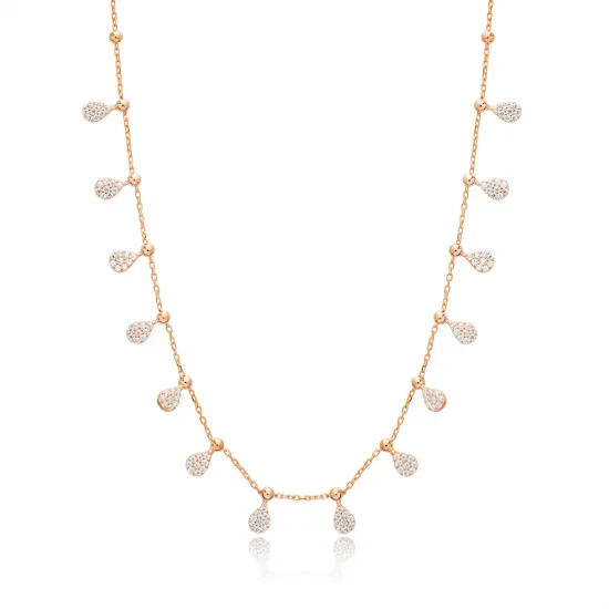 New Trendy Drop Design Clear Zircon Stone Shaker Necklace Turkish Handmade 925 Sterling Silver Jewelry New Trendy Drop Design Clear Zircon Stone Shaker Necklace Turkish Handmade 925 Sterling Silver Jewelry