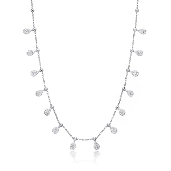 New Trendy Drop Design Clear Zircon Stone Shaker Necklace Turkish Handmade 925 Sterling Silver Jewelry New Trendy Drop Design Clear Zircon Stone Shaker Necklace Turkish Handmade 925 Sterling Silver Jewelry