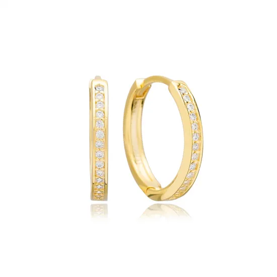 High Quality Zircon Stone Hoop Earrings Design 925 Sterling Silver Jewelry