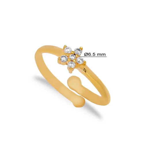 Flower CZ Adjustable 925 Sterling Silver Ring