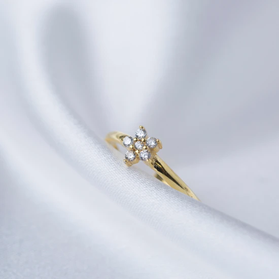 Flower CZ Adjustable 925 Sterling Silver Ring